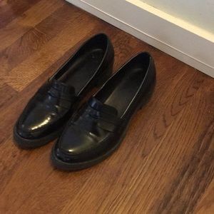 Zara Black patent loafers